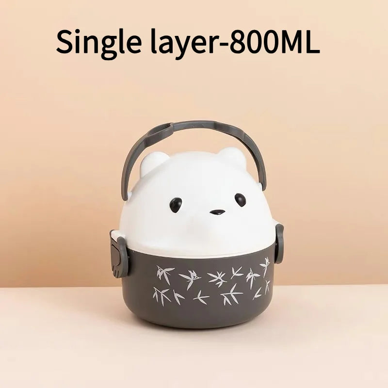 Bento Lunchbox mit Bären-Design - Japanische Lunchbox mit Löffel