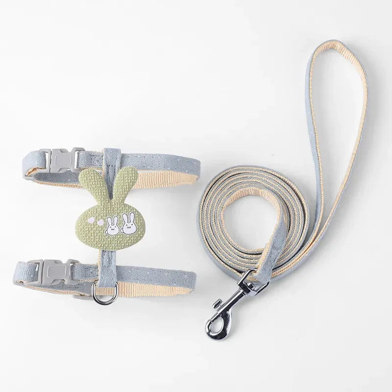 Verstellbares Katzengeschirr mit Leine – Cartoon-Design für Kätzchen & Welpen