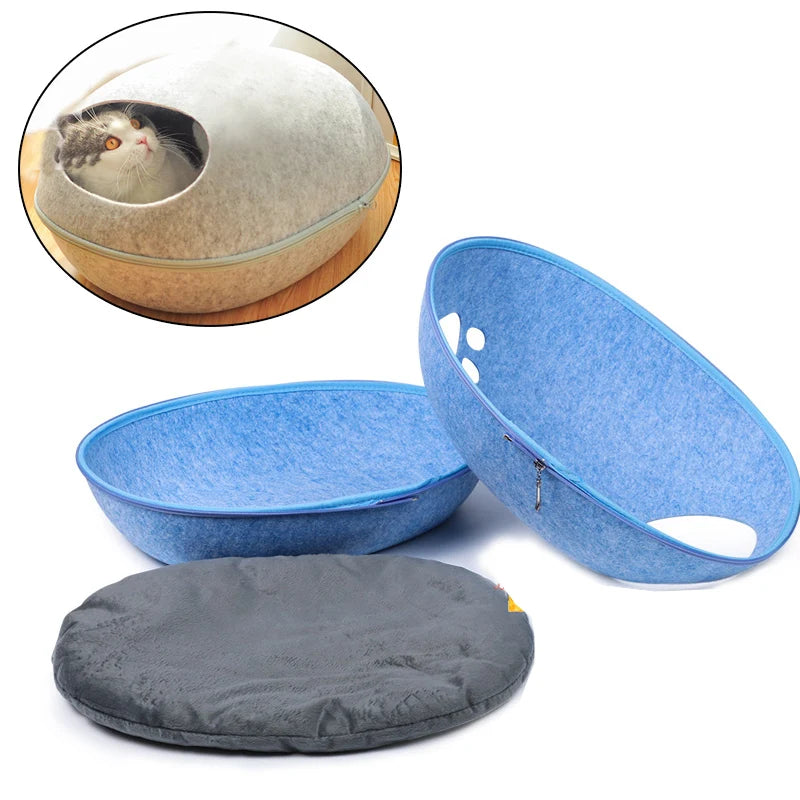 Katzenbett Gemütlich - Abnehmbares Haustierhaus Atmungsaktiv für Katzen & Hunde