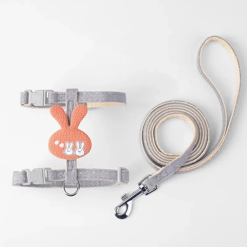 Verstellbares Katzengeschirr mit Leine – Cartoon-Design für Kätzchen & Welpen
