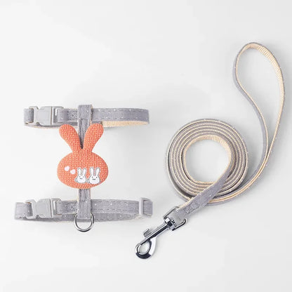 Verstellbares Katzengeschirr mit Leine – Cartoon-Design für Kätzchen & Welpen