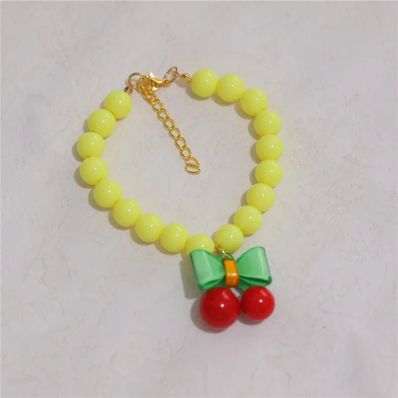 Perlen-Halsband für Haustiere – Handgefertigt, Kirsch-Design für Hunde & Katzen