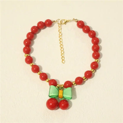 Perlen-Halsband für Haustiere – Handgefertigt, Kirsch-Design für Hunde & Katzen