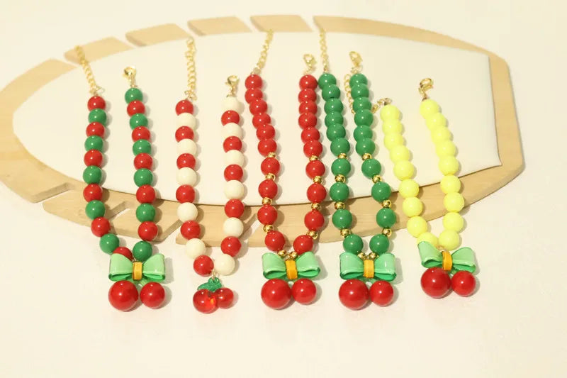 Perlen-Halsband für Haustiere – Handgefertigt, Kirsch-Design für Hunde & Katzen