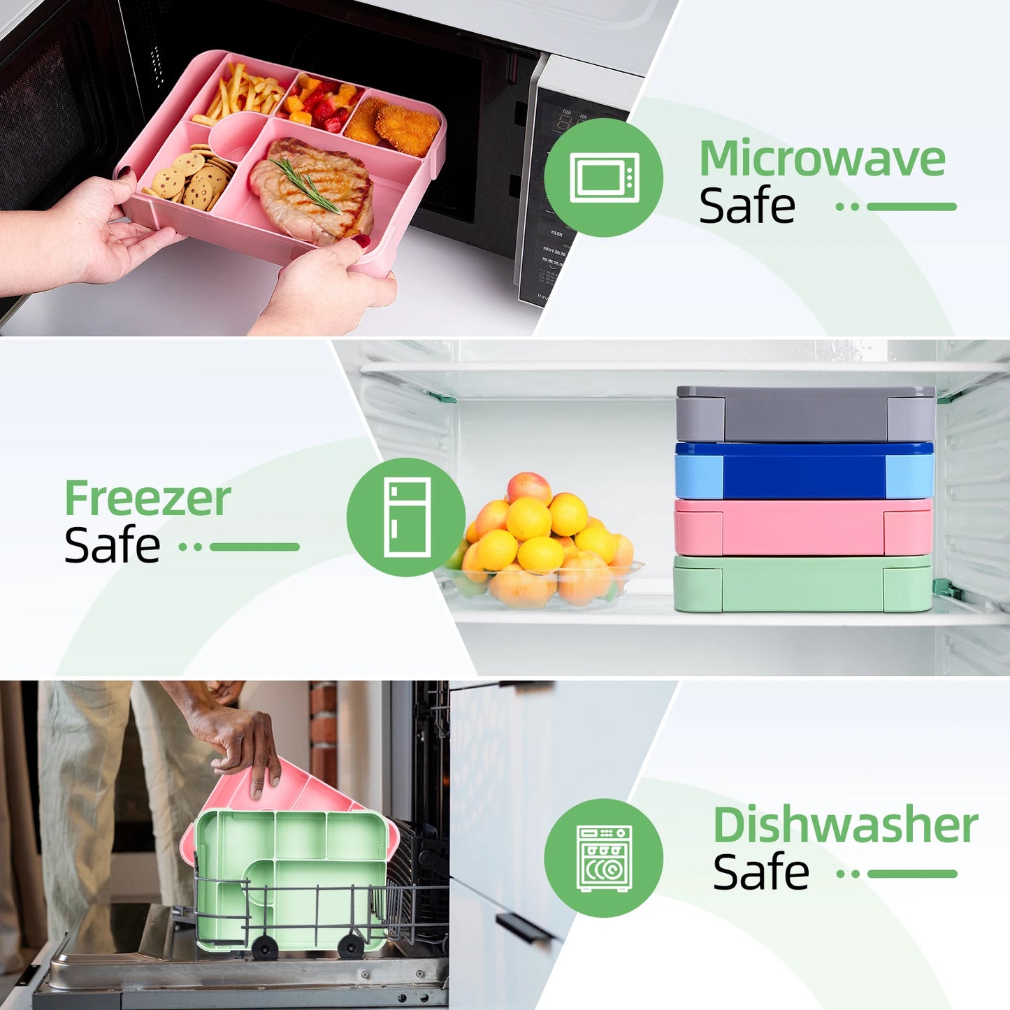 Bento Lunchbox 1330ml - Auslaufsicher mit Fächern für Büro & Schule