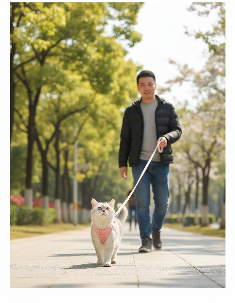 Verstellbares Cartoon-Geschirr mit Leine – Komfortable Halsung für Katzen & kleine Hunde