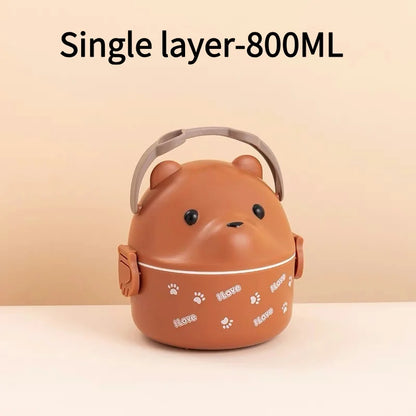 Bento Lunchbox mit Bären-Design - Japanische Lunchbox mit Löffel