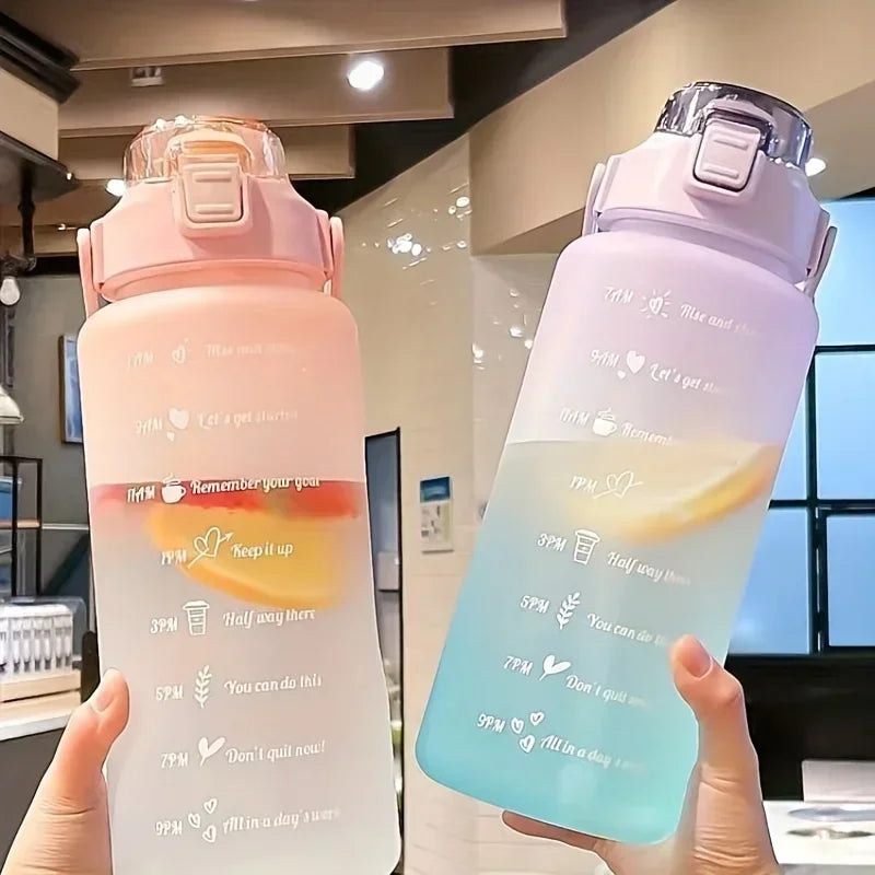 2L Sport-Trinkflasche mit Zeitmarkierung – XXL Wasserflasche für Fitness & Outdoor