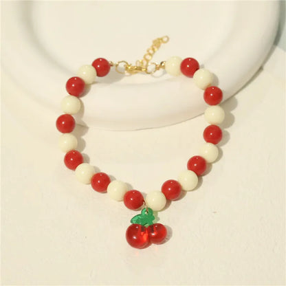 Perlen-Halsband für Haustiere – Handgefertigt, Kirsch-Design für Hunde & Katzen