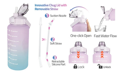 2L Sport-Trinkflasche mit Zeitmarkierung – XXL Wasserflasche für Fitness & Outdoor