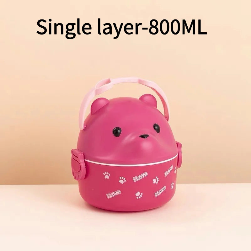 Bento Lunchbox mit Bären-Design - Japanische Lunchbox mit Löffel