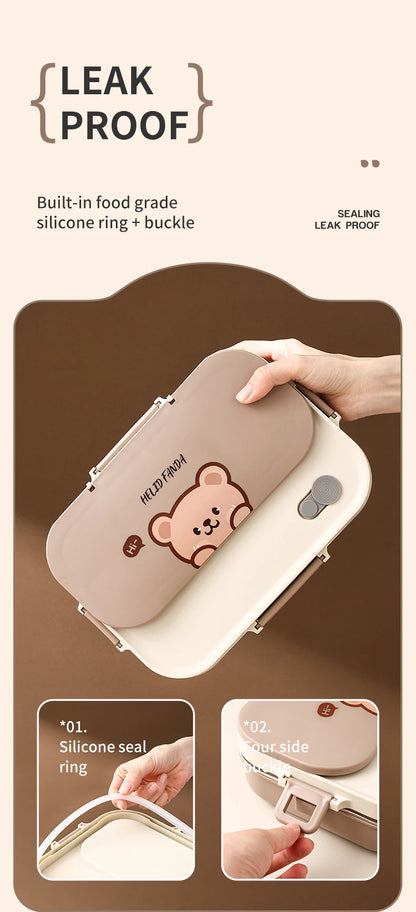 Edelstahl Lunchbox 4-Fächer mit Besteck – Auslaufsicher für Kinder & Schule