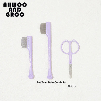Haustier-Pflegeset 4-teilig - Kamm, Zahnbürste, Schere, Nagelknipser für Hunde & Katzen