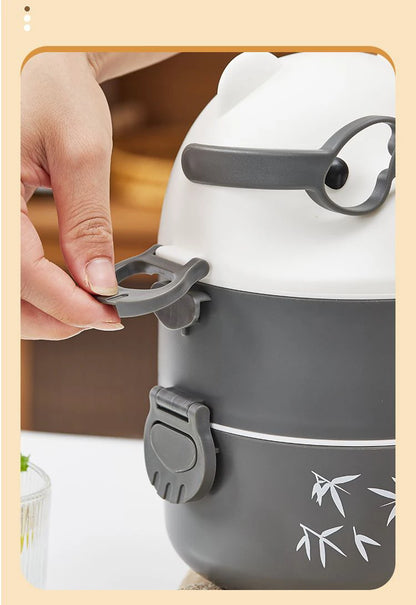 Bento Lunchbox mit Bären-Design - Japanische Lunchbox mit Löffel