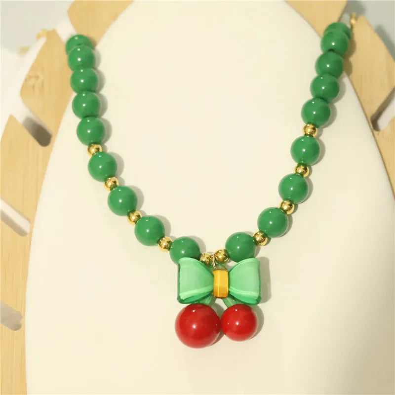 Perlen-Halsband für Haustiere – Handgefertigt, Kirsch-Design für Hunde & Katzen