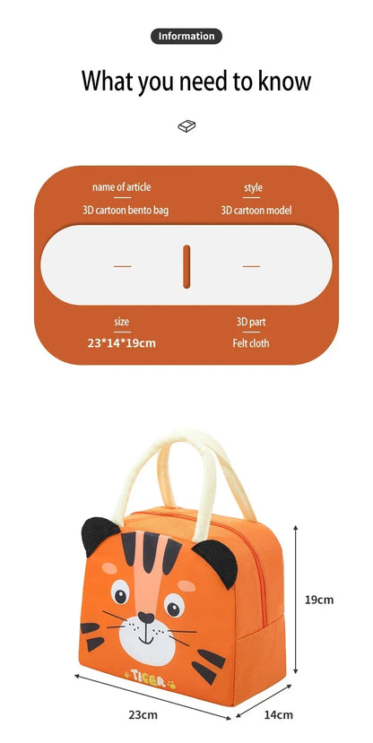 Isolierte Lunchbox-Tasche Kinder - 3D Cartoon Thermotasche für Schule