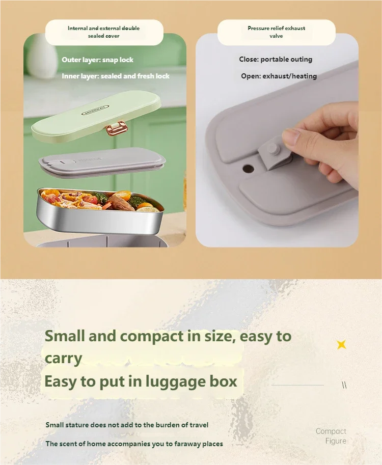 Elektrische Lunchbox Edelstahl - Warmhaltebox für Büro & Unterwegs