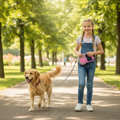 Retractable Nylon Dog Leash 3m/5m – Strong, Tangle-Free Lead for Small, Medium & Large Dogs