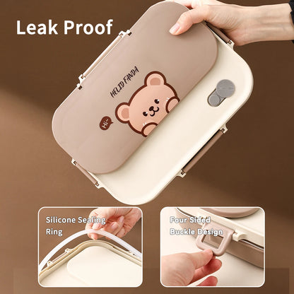 Edelstahl Lunchbox 4-Fächer mit Besteck – Auslaufsicher für Kinder & Schule