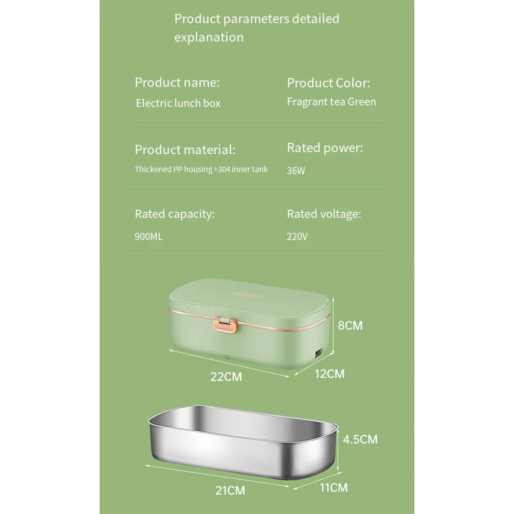 Elektrische Lunchbox - Warmhaltefunktion ohne Wasser | Edelstahl