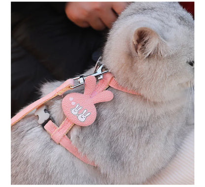 Verstellbares Katzengeschirr mit Leine – Cartoon-Design für Kätzchen & Welpen