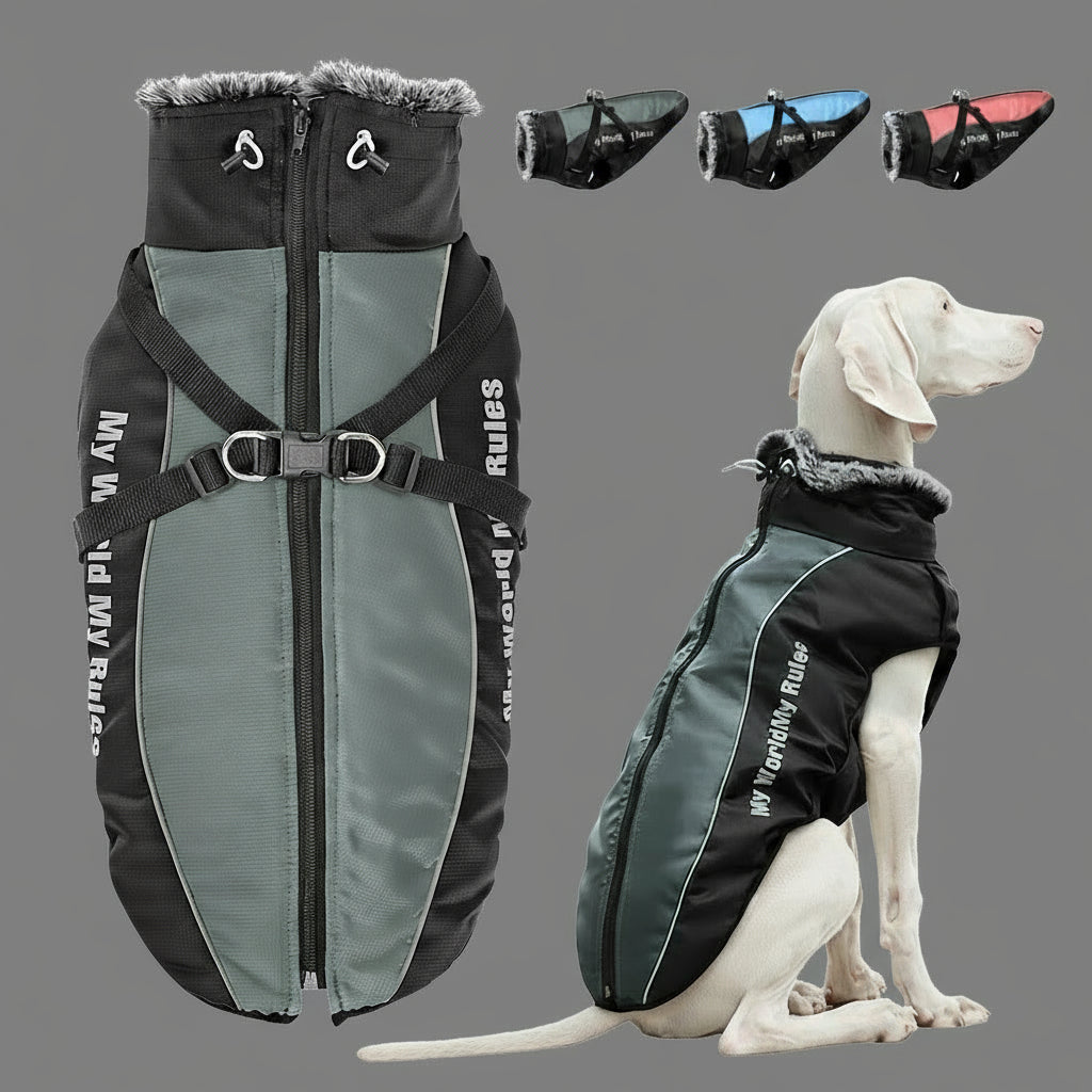 Wasserdichter Wintermantel für große Hunde – mit Geschirr, warm & winddicht