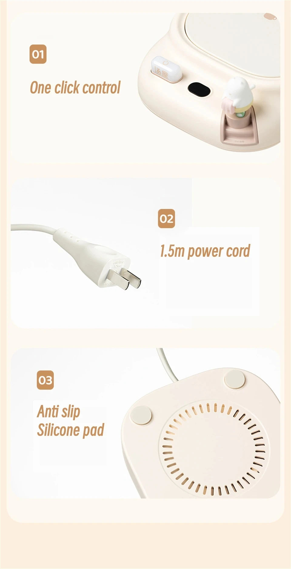 40W Tassenwärmer elektrisch - Getränkewärmer mit 4 Temperaturstufen für Kaffee, Tee & Milch