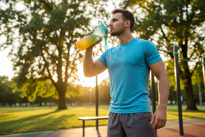 Sport-Trinkflasche 1L mit Zeitmarkierung & Strohhalm – Motivierend & Auslaufsicher