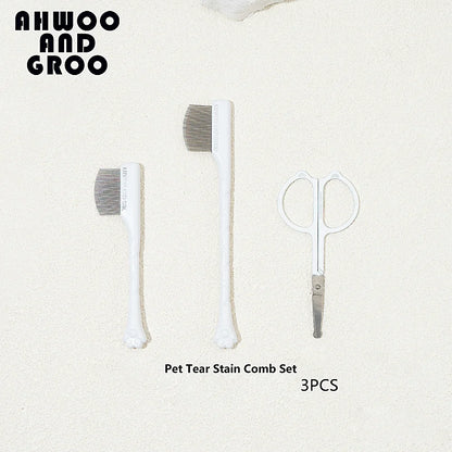 Haustier-Pflegeset 4-teilig - Kamm, Zahnbürste, Schere, Nagelknipser für Hunde & Katzen