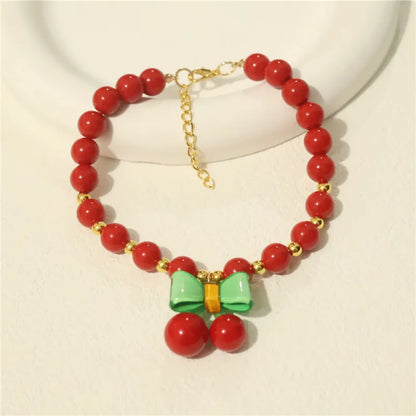 Perlen-Halsband für Haustiere – Handgefertigt, Kirsch-Design für Hunde & Katzen