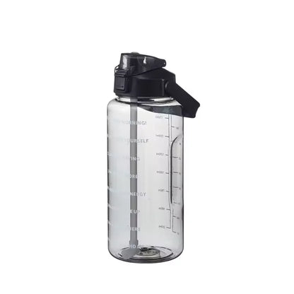 2 Liter Trinkflasche mit Zeitmarkierung & Strohhalm - Motivations-Wasserflasche für Sport & Fitness