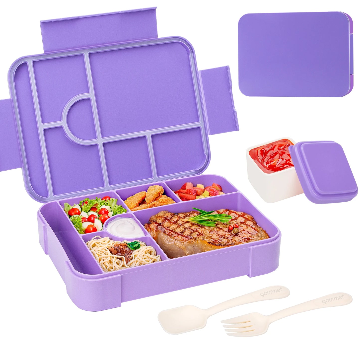 Bento Lunchbox 1330ml - Auslaufsicher mit Fächern für Büro & Schule