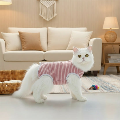 Gestreifte Schutzhose für Katzen und kleine Hunde – Atmungsaktive Baumwolle, komfortabler Sitz, ideal nach OP oder Sterilisation