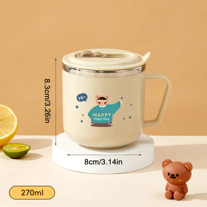 Capybara Kinder Trinkbecher 270ml - Doppelwandiger Edelstahl mit Strohhalm