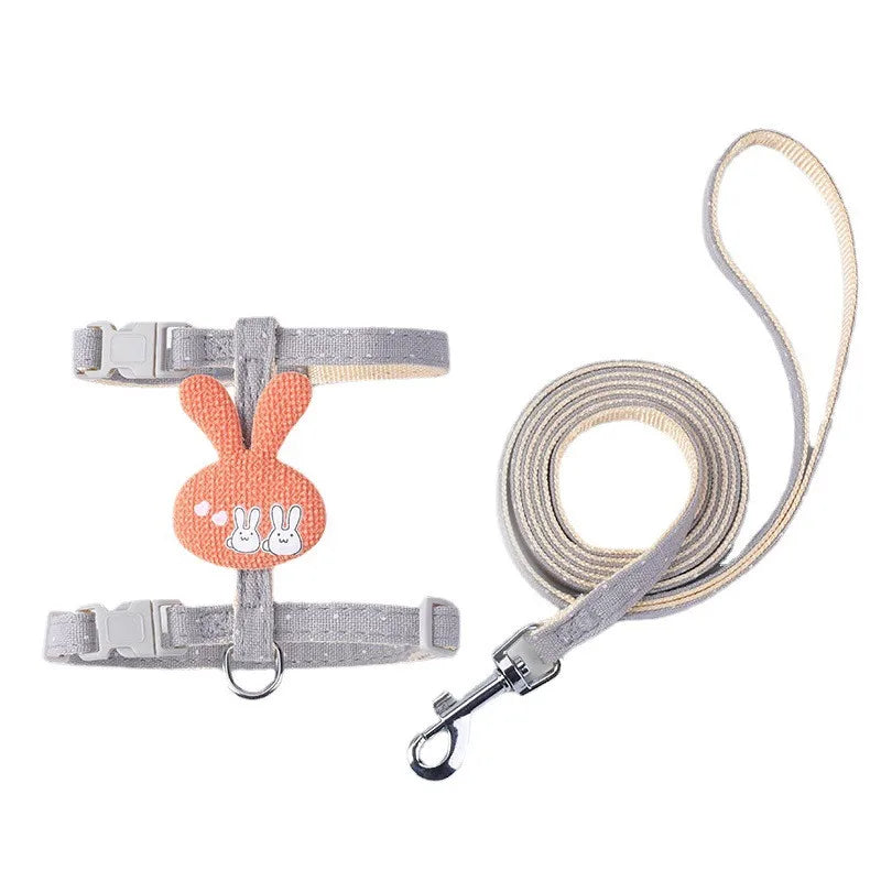 Verstellbares Cartoon-Geschirr mit Leine – Komfortable Halsung für Katzen & kleine Hunde