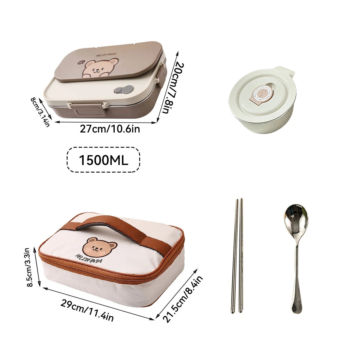 Edelstahl Lunchbox 4-Fächer mit Besteck – Auslaufsicher für Kinder & Schule