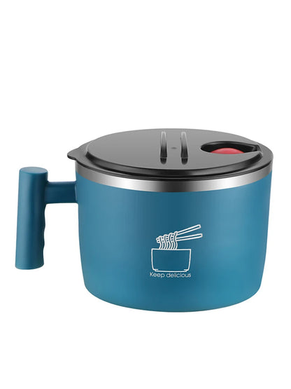 Edelstahl Schüssel mit Deckel für Instant Nudeln - Auslaufsicher & Tragbar