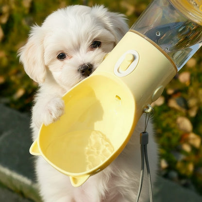 Portable Hunde Trinkflasche mit Futterbehälter | 250 ml Wasser + 180 ml Futter | Outdoor Flasche für Hunde & Katzen