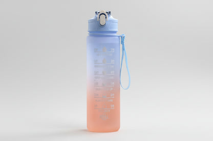 Sport-Trinkflasche 1L mit Zeitmarkierung & Strohhalm – Motivierend & Auslaufsicher