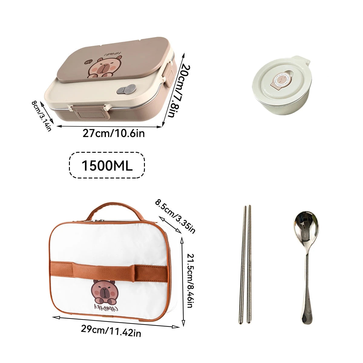 Edelstahl Lunchbox 4-Fächer mit Besteck – Auslaufsicher für Kinder & Schule