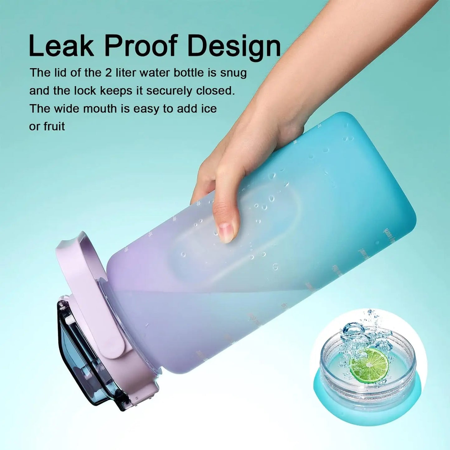 2L Sport-Trinkflasche mit Zeitmarkierung – XXL Wasserflasche für Fitness & Outdoor