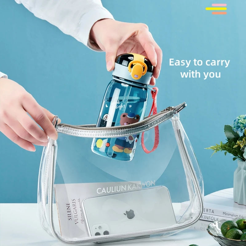 Kinder Trinkflasche 400ml mit Strohhalm - Auslaufsicher & BPA-frei