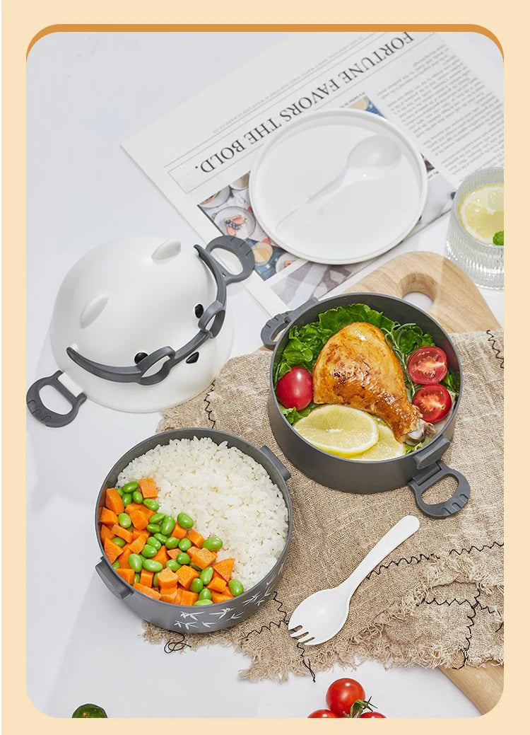 Bento Lunchbox mit Bären-Design - Japanische Lunchbox mit Löffel