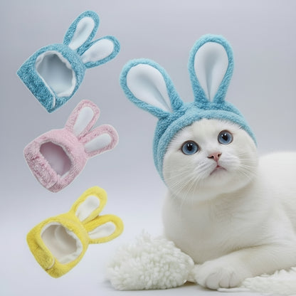 Katzen & kleine Hunde – Plüsch-Hasenohren Mütze, verstellbar