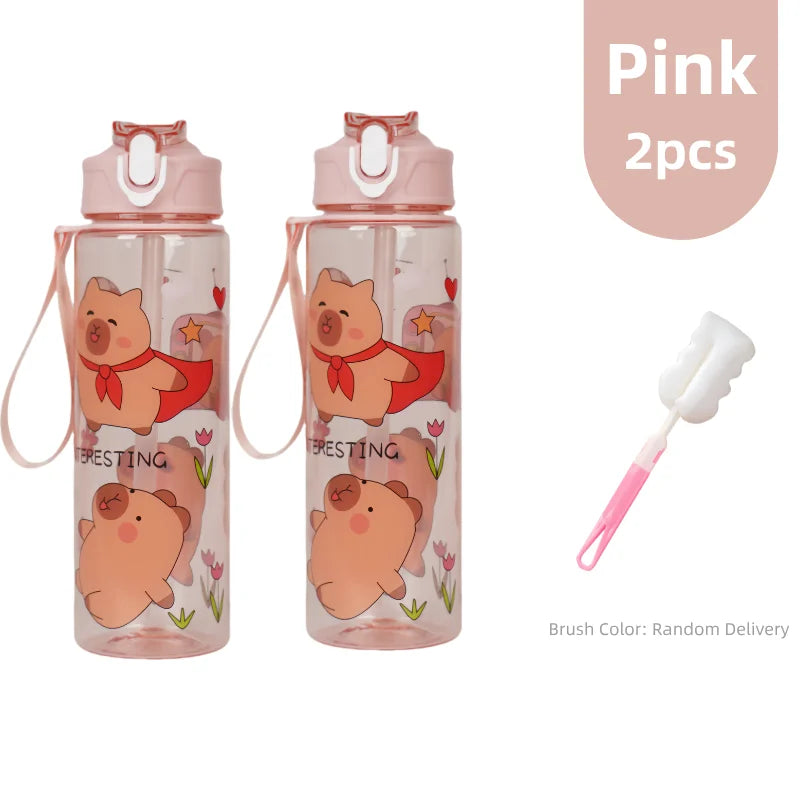 Kinder Trinkflasche 800ml mit Strohhalm – Auslaufsicher & BPA-frei | Cartoon Design