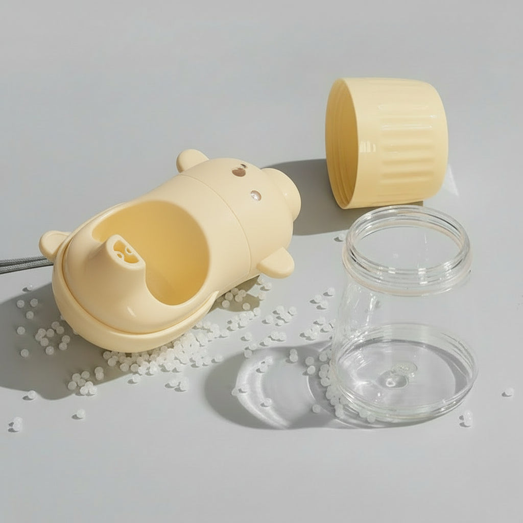 Portable Hunde Trinkflasche mit Futterbehälter | 250 ml Wasser + 180 ml Futter | Outdoor Flasche für Hunde & Katzen