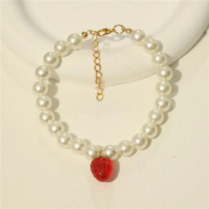 Perlen-Halsband für Haustiere – Handgefertigt, Kirsch-Design für Hunde & Katzen