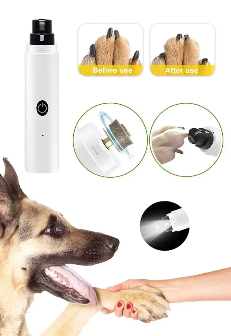 Elektrischer Krallenschneider für Hunde & Katzen - USB Aufladbar mit LED-Licht & Leise