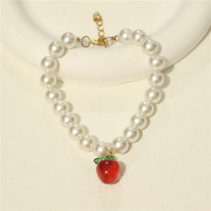 Perlen-Halsband für Haustiere – Handgefertigt, Kirsch-Design für Hunde & Katzen