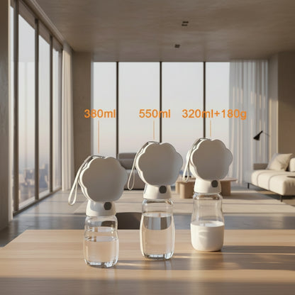 2-in-1 Hunde Wasserflasche mit Futterbehälter – Tragbare Auslaufsichere Outdoor Trinkflasche für Hunde & Katzen